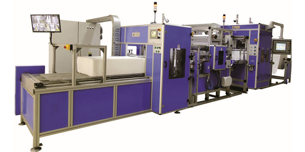 The high speed A2Z Mini Pleat Line with foamed hotmelt system.