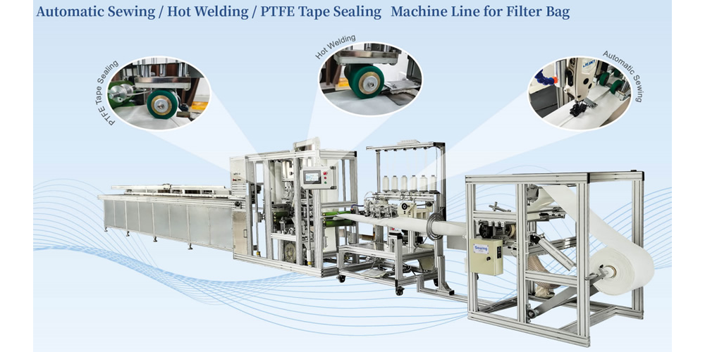 Automatic sewing machine line for filter bag production from FILMEDIA