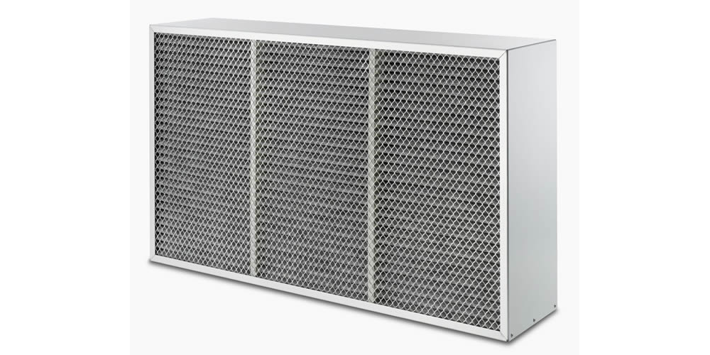 Pleated filter panel in metal frame for FFU